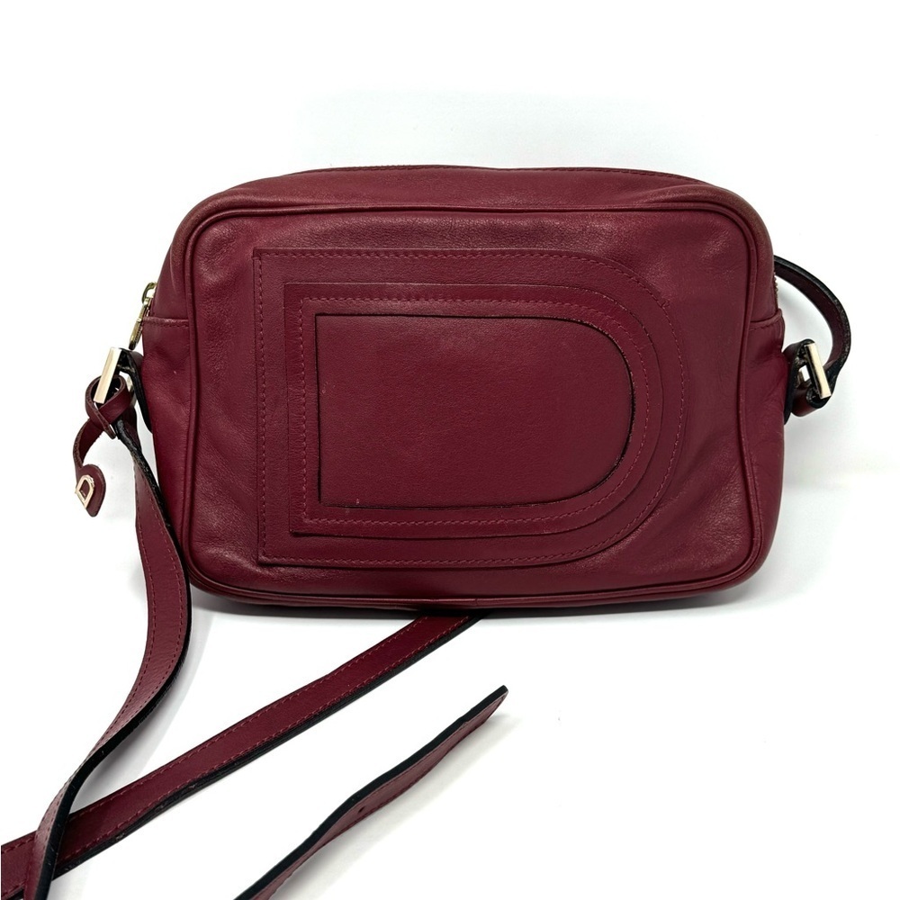 Delvaux Burgundy Leather Logo Crossbody Bag – Rare Vintage, Authentic
